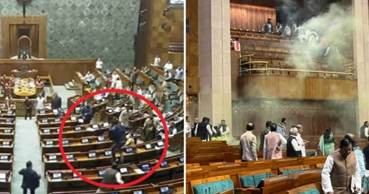 Lok Sabha Security Breach: Two Men Jump from Visitors’ Gallery, Open Smoke Cans, Cause Panic
