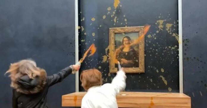 Protesters Throw Soup at Mona Lisa Painting